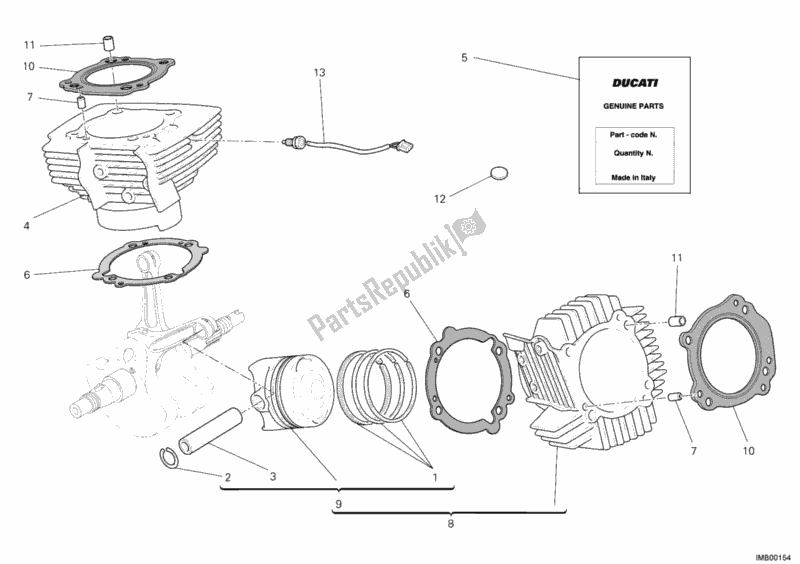 Toutes les pièces pour le Cylindre - Piston du Ducati Hypermotard 1100 EVO USA 2012